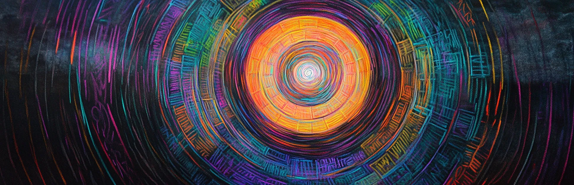 Pintura expresionista con lápices pastel neón sobre fondo negro representando los objetivos de aprendizaje con la Taxonomía de Bloom: verbos precisos y alineamiento entre objetivo, actividad y evaluación.