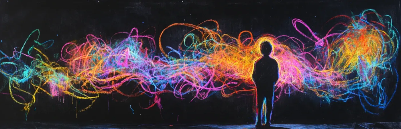Ilustración en lápices pastel sobre heutagogía, aprendizaje autodeterminado y autonomía en experiencias de aprendizaje.