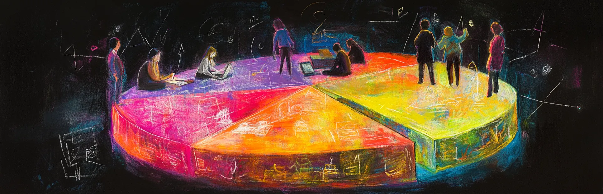 Ilustración representando el modelo 70:20:10 de aprendizaje en el trabajo: experiencia, interacción social y formación formal.